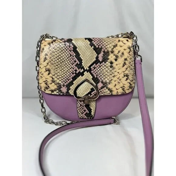 KATE SPADE NEW YORK MEDIUM‎ CHAIN SADDLE BAG ROBYN EXOTIC PINK MAUVE - Picture 3 of 16